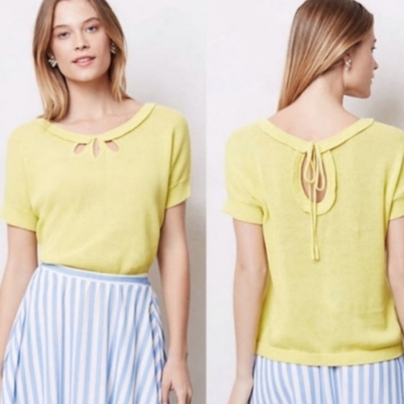 Anthropologie Tops - Anthropologie Moth Addie Collar Knit Green Top